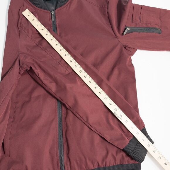 Sandbank Slim Fit Softshell Flight Bomber Jacket Mens Medium Maroon Red Full Zip - Picture 5 of 13